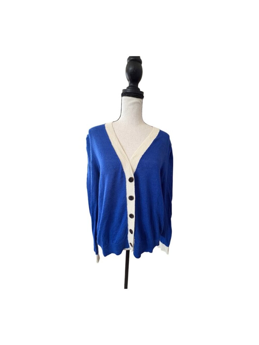 Boden Blue Liv V-Neck 100% Linen Cardigan Size Medium